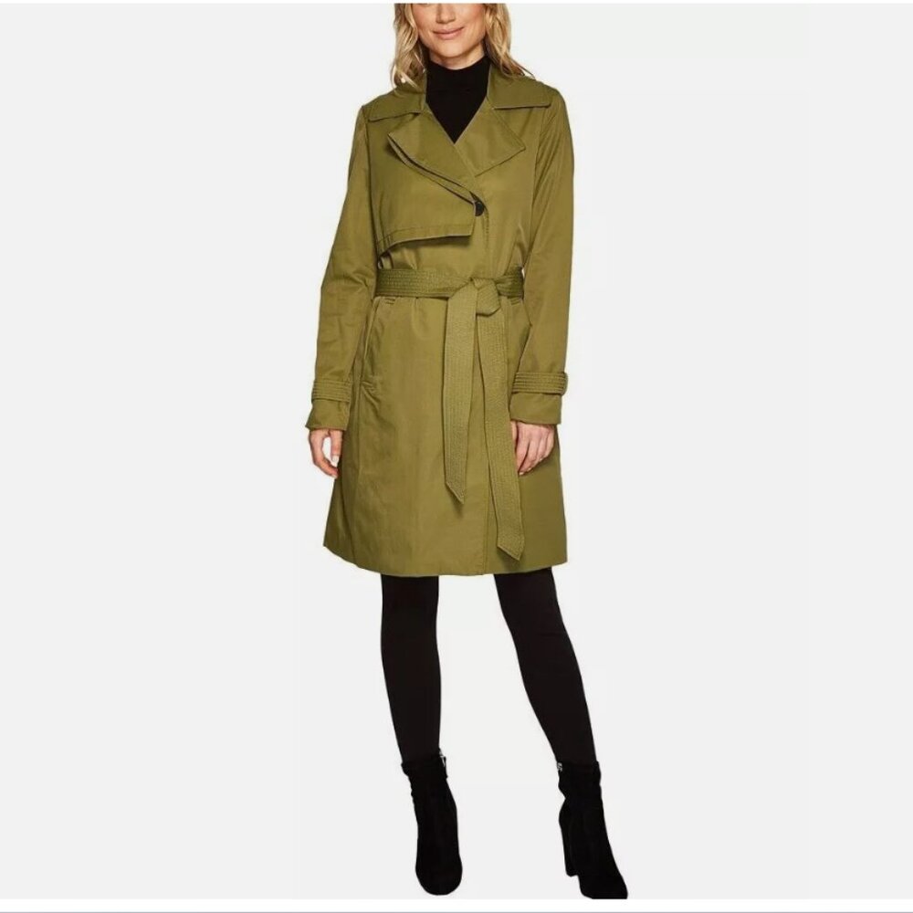 NEW - 7 for all Mankind Women's Gunflap trench coat - Olive Green - size L - Picture 2 of 12